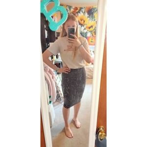 Women's black and white striped pencil skirt